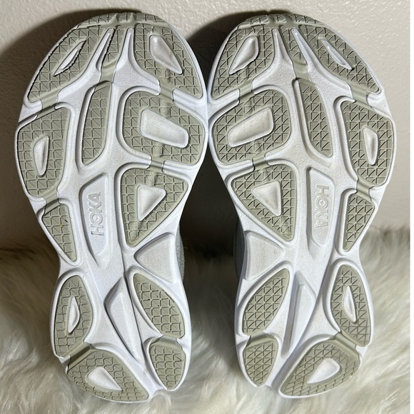 HOKA Bondi 8 White Trainers White Sneakers Size 9B - Picture 12 of 14